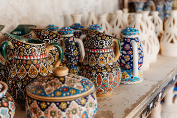 Colorful Saudi Arabian Handcrafted Ceramic Pitchers and Pots