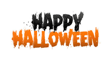 Creepy Halloween greeting text in eerie font styling, transparent cut-out perfect for seasonal clip art.