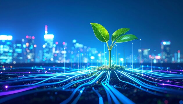 Digital sprout growing in city