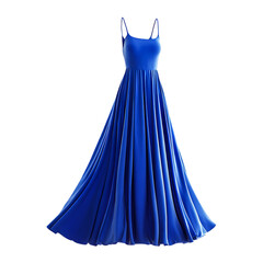 Obraz premium Elegant royal blue maxi dress flowing fabric stylish sleeveless gown