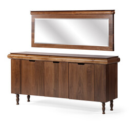 wooden console isolated on white background . corner view