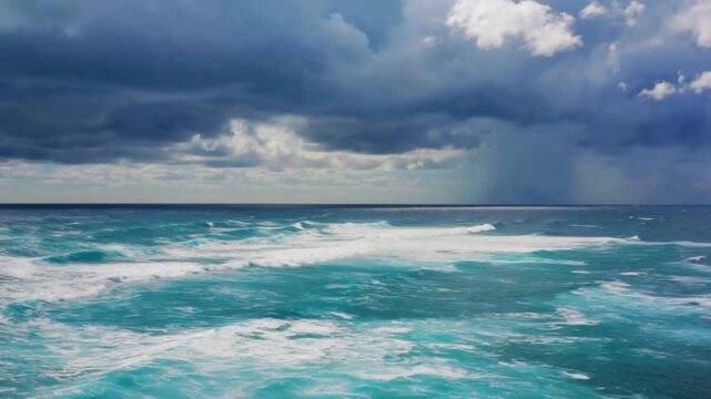 Stormy ocean waves landscape, Aerial drone view, Bird Eye View 4K Cinematic Drone 