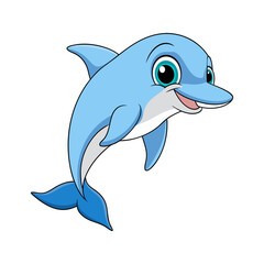 Naklejka premium Adorable Cartoon Dolphin. A Playful Marine Mammal in the Ocean
