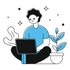 Freelancer Working on Laptop Illustration