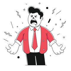 Angry Manager Stress at Workplace Illustration