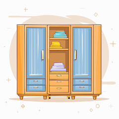 Modern Light Brown Wardrobe With Light Blue Doors