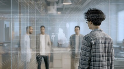 Future of Collaboration: A Diverse Team Interacting with AI Interfaces in a Modern Office