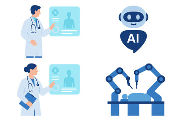 Fototapeta premium Doctors interact with and robotic surgery technology