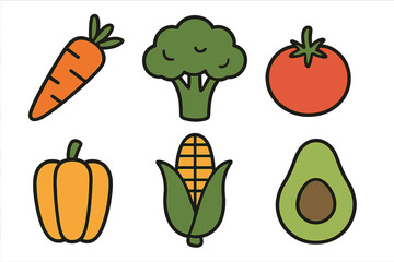Assorted Fresh Vegetables and Fruits Collection