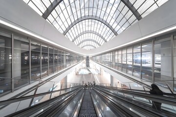 Futuristic Hangzhou Train Station Interior with Modern Architectural Design and Glass Ceiling, China