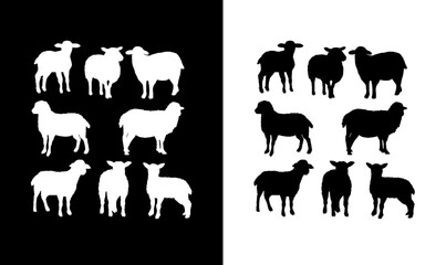 sheep silhouette vector illustration, animal silhouette black, pet, kid, black, animal, icon, symbol, design, art, silhouettes, silhouette, illustration, white, wildlife, wild, cow, farm, vector, pig,