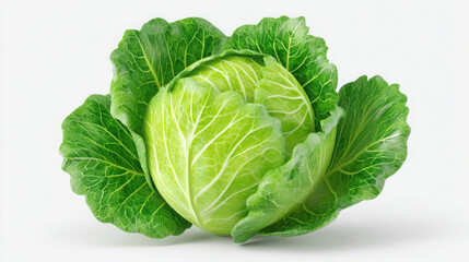 Obraz premium Fresh Cabbage in Focus: A vibrant, close-up shot of a perfectly formed head of cabbage, showcasing its crisp, green leaves. Ideal for culinary and health-related content.