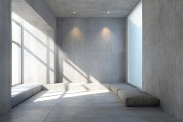 Minimalist Interior Design with Natural Light and Concrete Walls in Contemporary Space for Modern Lifestyle