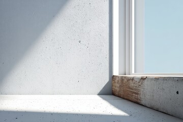 Minimalist Interior with Concrete Windowsill and Soft Natural Light in Modern Style Room