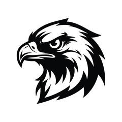 Obraz premium A stark black and white illustration of an eagle's head in profile, showcasing detail.