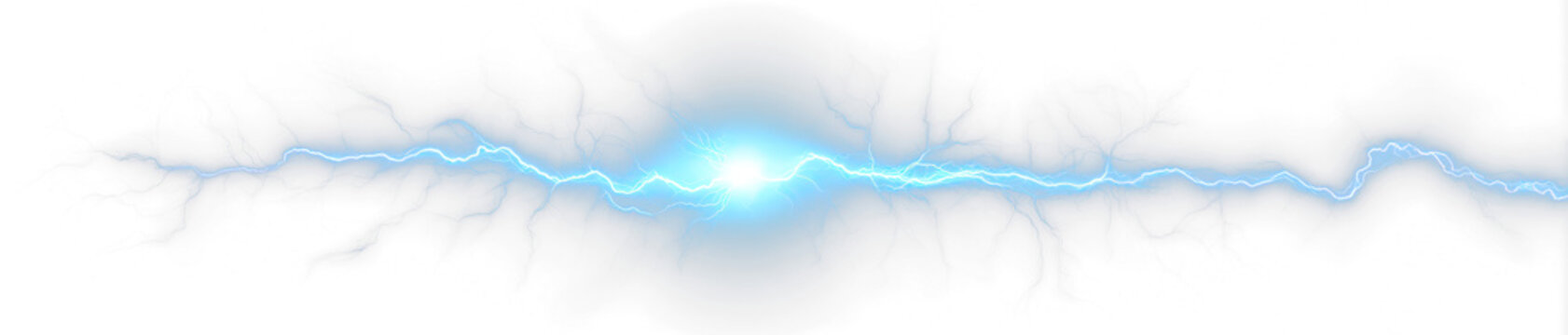 Electric Blue Lightning Bolt Overlay Isolated on transparent background, cutout, png