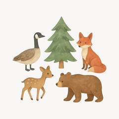 Obraz premium Charming woodland animal illustration
