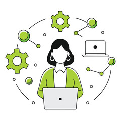  together business illustration of a woman  