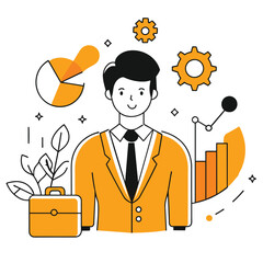 Businesswoman Meditating with Growth Concept