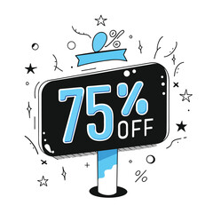 Discount Sign 75% Off Illustration