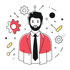 Confident Businessman Portrait Illustration