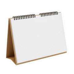 Blank white desk calendar with spiral binding, isolated on transparent background, ready for custom text or design