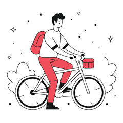 Man Riding Bicycle Illustration