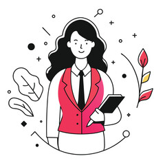 Businesswoman Holding Notebook Illustration
