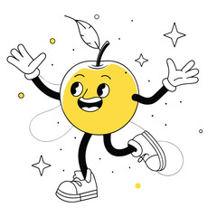 Happy Lemon Fruit Character Illustration