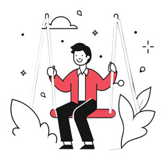 Man on Swing Illustration