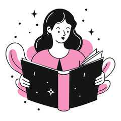 Woman Reading a Book Illustration