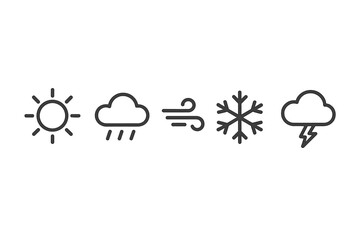 Weather Icons: Sun, Rain, Wind, Snow, Thunderstorm