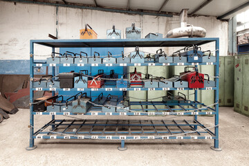 Toolboxes in a factory