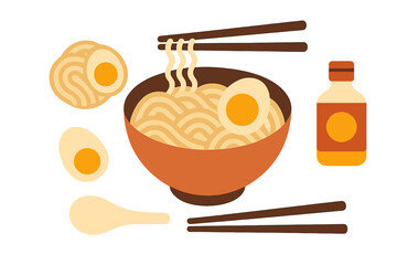 Ramen Bowl with Egg and Chopsticks