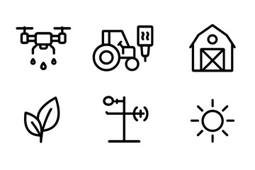 Modern farming technology and elements icon set