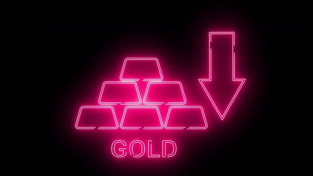 down arrow icon and gold bar icon with neon effect