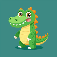 Naklejka premium Adorable Cartoon Crocodile Illustration