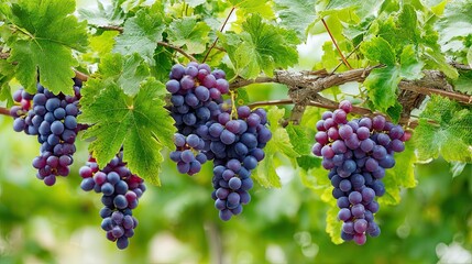 Grapes purple fruit fresh vine garden harvest green leaves summer nature healthy organic wine