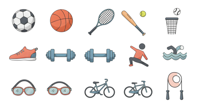 Sports Equipment Icon Pack for Fitness and Games