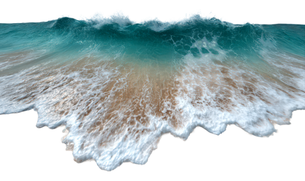 Beach Scene with Waves and Sand Isolate on Transparent Background, cutout, png - Powered by Adobe