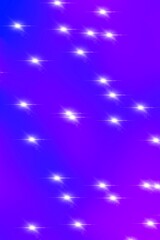 Abstract glowing star lights on vibrant purple and blue gradient background. Perfect for International Astronomy Day. Ideal for use in presentations, websites, or as a minimalistic design backdrop.