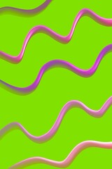 Wavy metallic pink lines over vibrant green background, bold and futuristic. Perfect for International Design Day. Ideal for use in presentations, websites, or as a minimalistic design backdrop