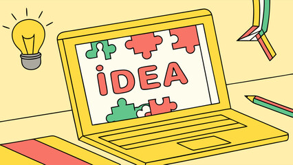 Creative Idea Concept Depicted on Laptop Screen.
