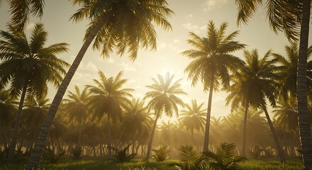 夕陽に染まる椰子の楽園