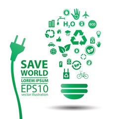 Go green concept. Save world vector Illustration.