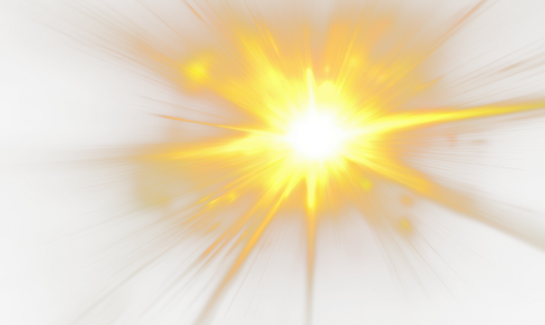 Bright Radiant Explosion of Light Creating Overlay Effect Isolate on Transparent Background, cutout, png