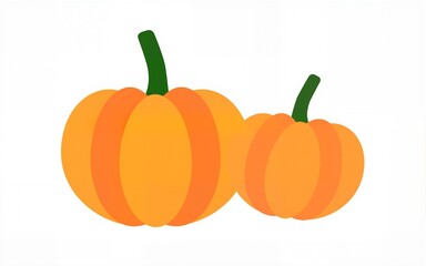 A simple illustration of two orange pumpkins with green stems on a white background. High quality