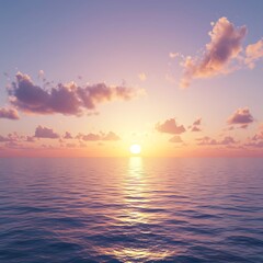 Obraz premium 水平線に染まる、静寂の夕暮れ