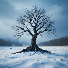 lonely tree in the snow