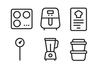 Kitchen Appliance Line Art Icons